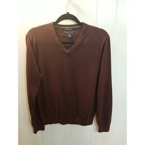 Lands End Mens‎ Plum Purple Vneck 100% Supima Cotton  Sweater Size M